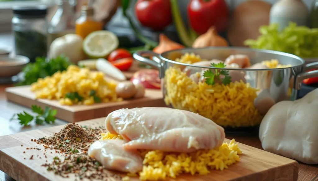 Chicken and Yellow Rice Cooking Process Chicken and Yellow Rice Cooking Process