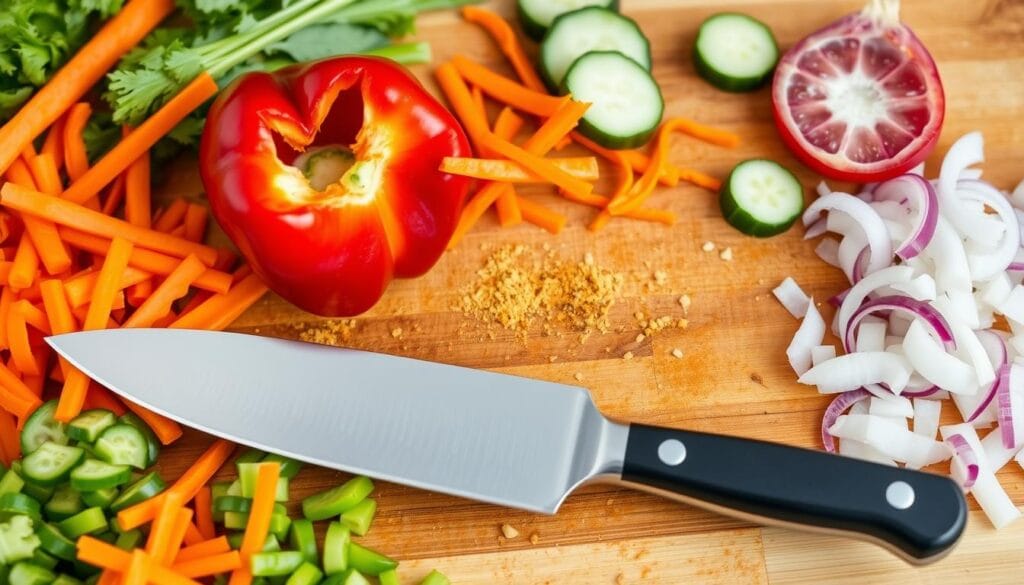 Vegetable Cutting Techniques for Chicken Wraps Vegetable Cutting Techniques for Chicken Wraps