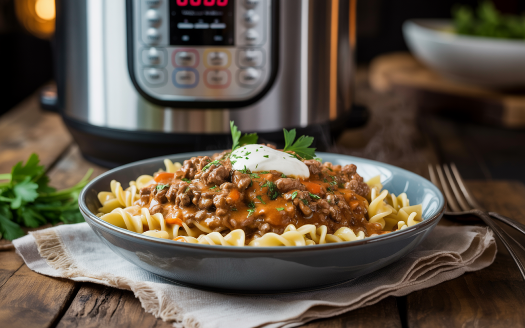 Quick Instant Pot Ground Beef Stroganoff Recipe Quick Instant Pot Ground Beef Stroganoff Recipe