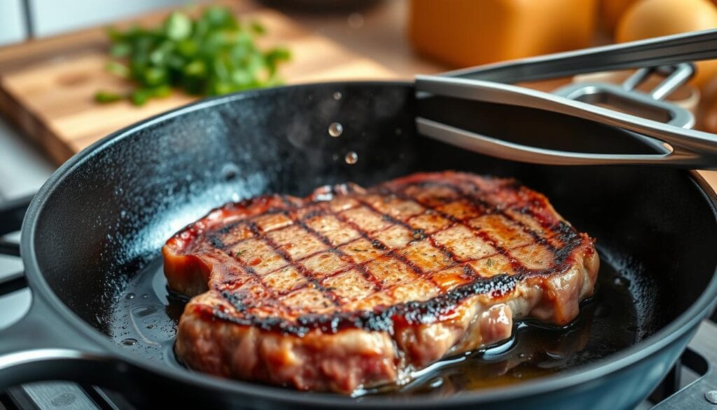 Cooking steak for breakfast step-by-step