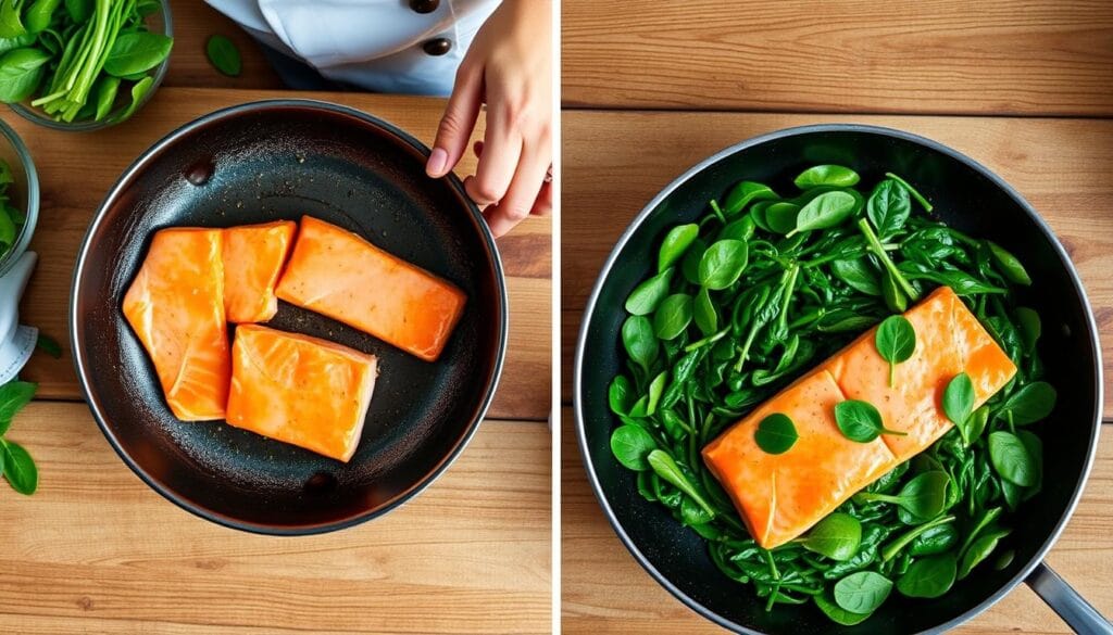 Healthy Salmon and Spinach Recipe Cooking Process Healthy Salmon and Spinach Recipe Cooking Process