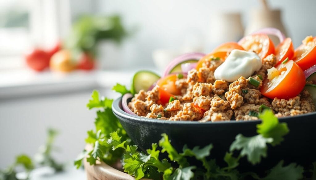 Low-Carb Ground Turkey Gyro Bowl Low-Carb Ground Turkey Gyro Bowl