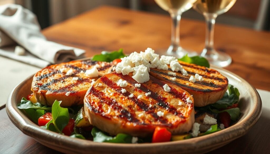 Mediterranean-style turkey chops with feta and spinach Mediterranean-style turkey chops with feta and spinach