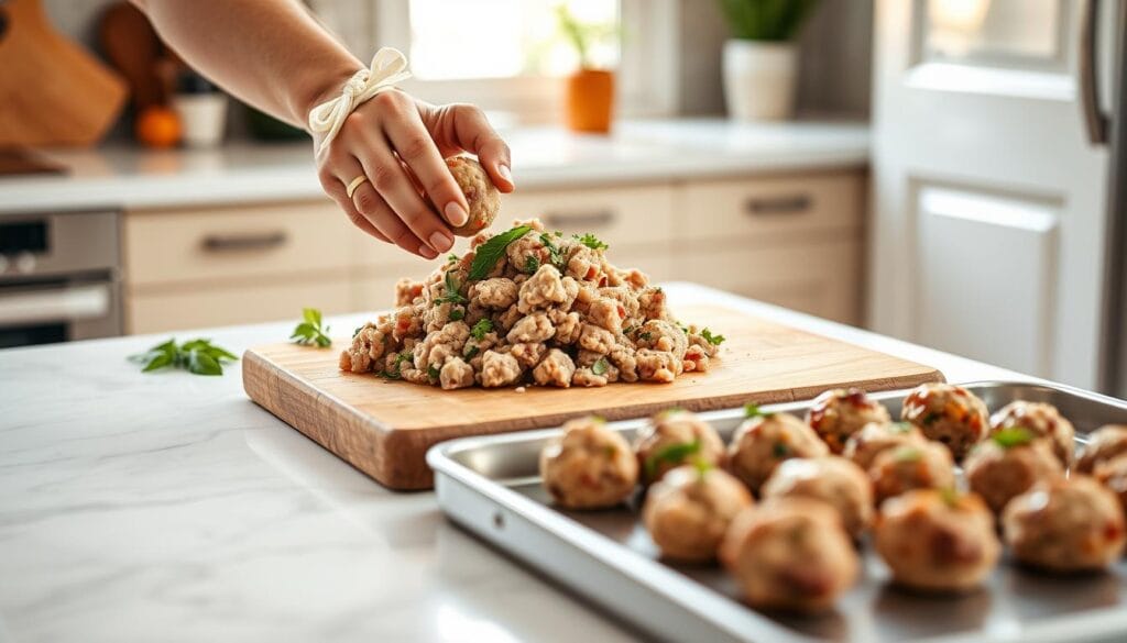 Preparing Keto Turkey Meatballs Preparing Keto Turkey Meatballs